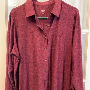 Lands End Women's 1X Long Sleeve Soft  Roll Tab Tunic Space Dye